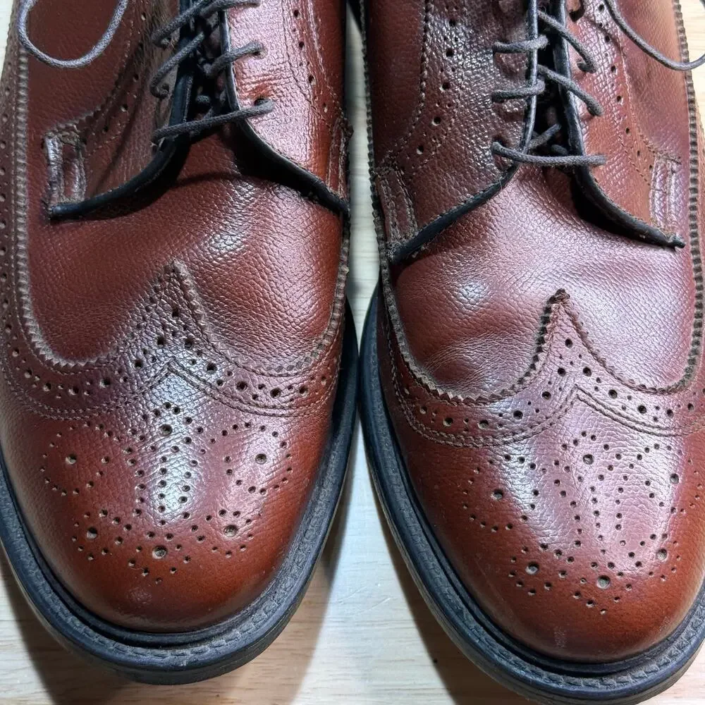Executive Imperial Long Wing US 11 D Wing Tip 525 Pebbled Oxford Brown Leather